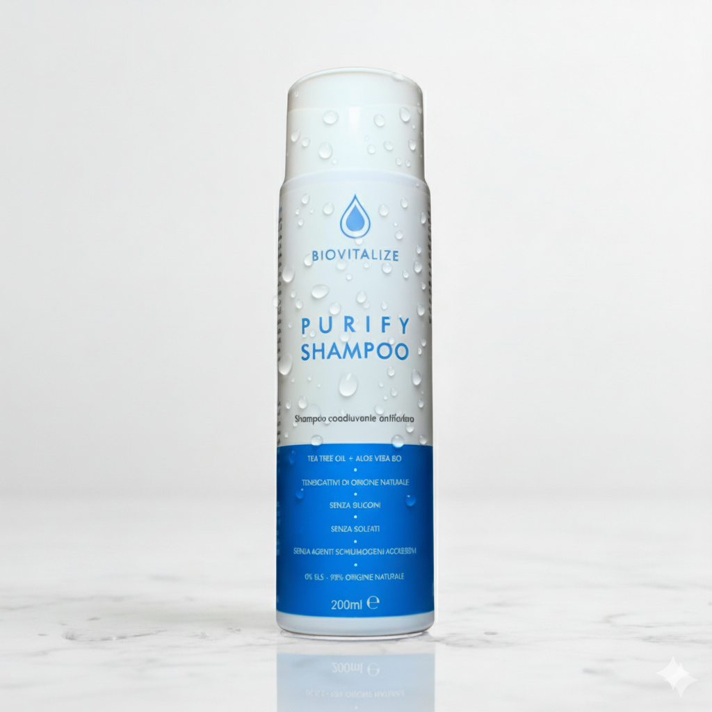 Sampon anti matreata, delicat, cu ulei de arbore de ceai si iedera, calmant si purificator, cu aloe organica si fermenti activi, 200 ml. Made in Italy