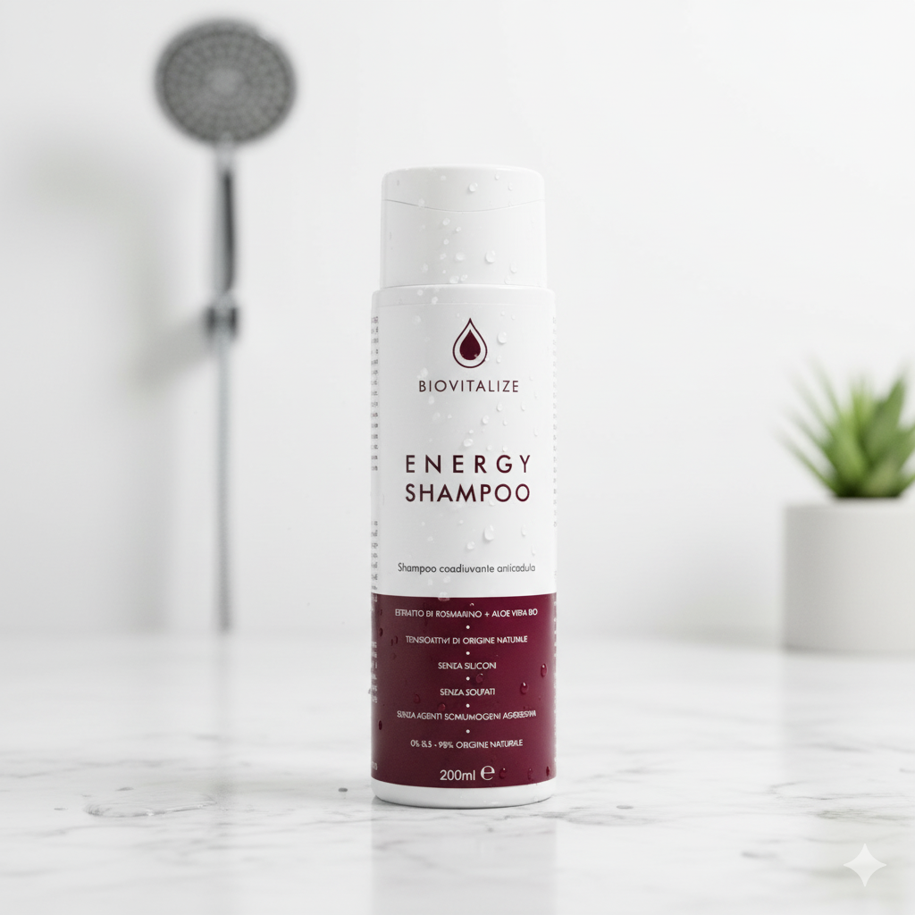 Șampon regenerant, anti-căderea părului BIOVITALIZE cu Aloe și Rozmarin – Made in Italy