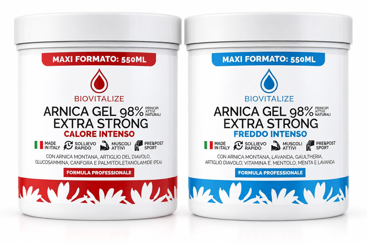 Set Complet Biovitalize – 1x Gel Încălzitor (550ml) + 1x Gel de Arnică 98% Efect Rece (550ml)