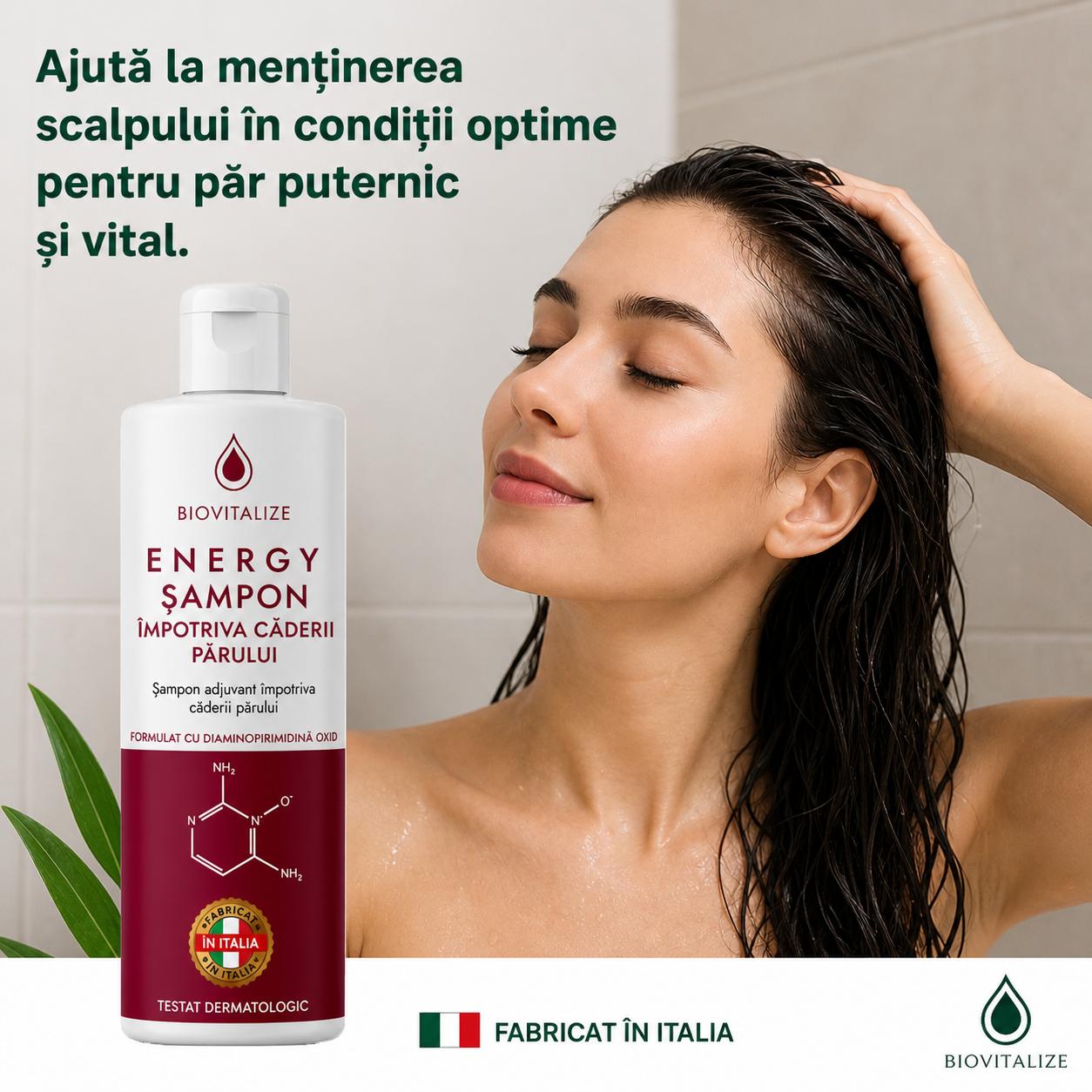 Șampon regenerant, anti-căderea părului BIOVITALIZE cu Aloe și Rozmarin – Made in Italy