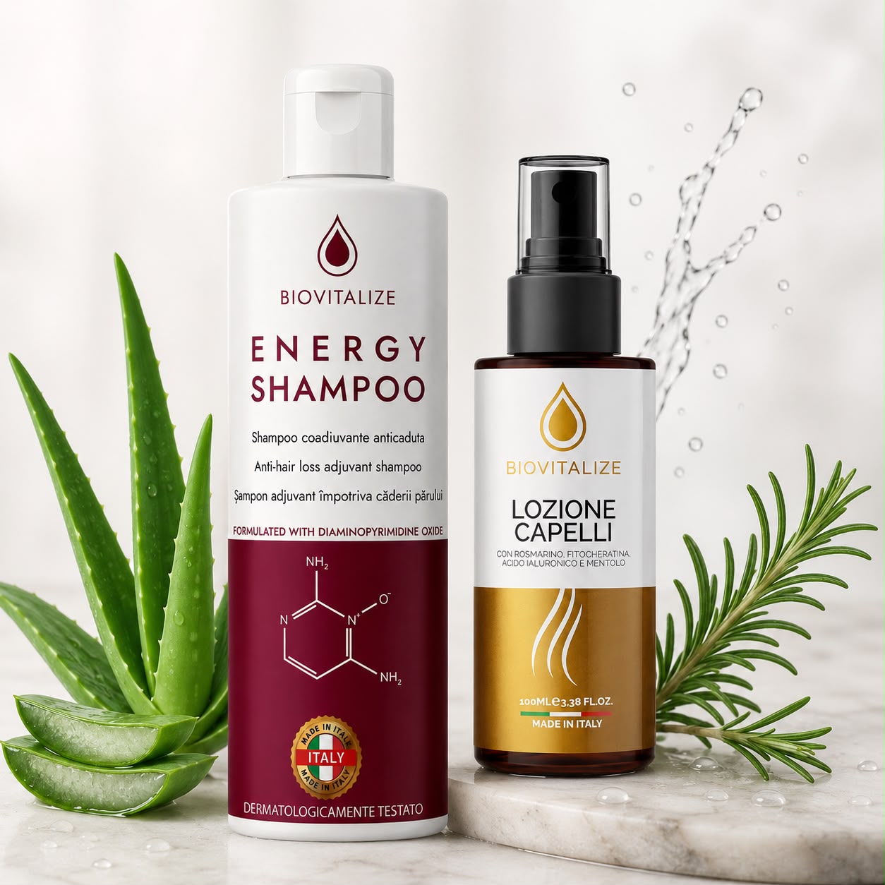 2x Anti-Cădere BIOVITALIZE – Spray Fortifiant + Șampon Regenerant | Tratamente Profesionale Made in Italy