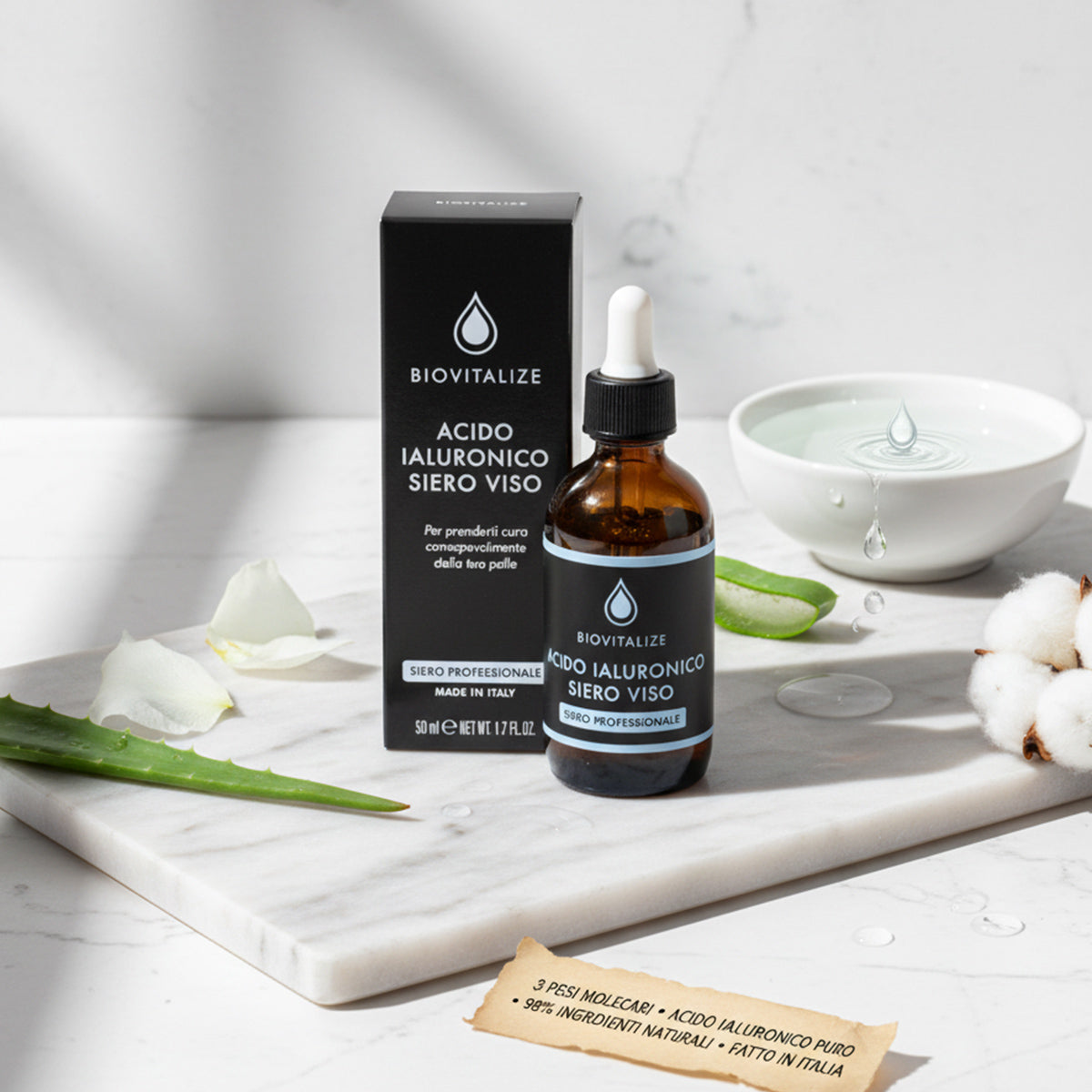 Ser Profesional cu Acid Hialuronic pentru piele sensibila, Anti-Age, formula noua, made in Italy