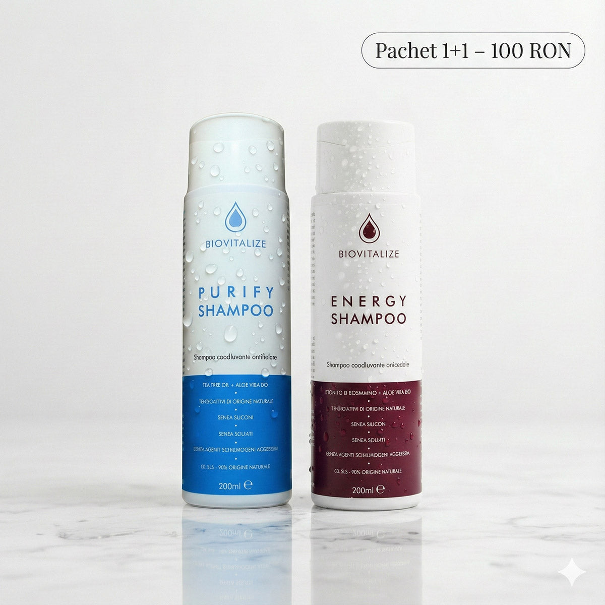 2 x Sampoane BIOVITALIZE – Anti-Mătreață & Anti-Cădere | Tratamente Profesionale Made in Italy – 100 RON