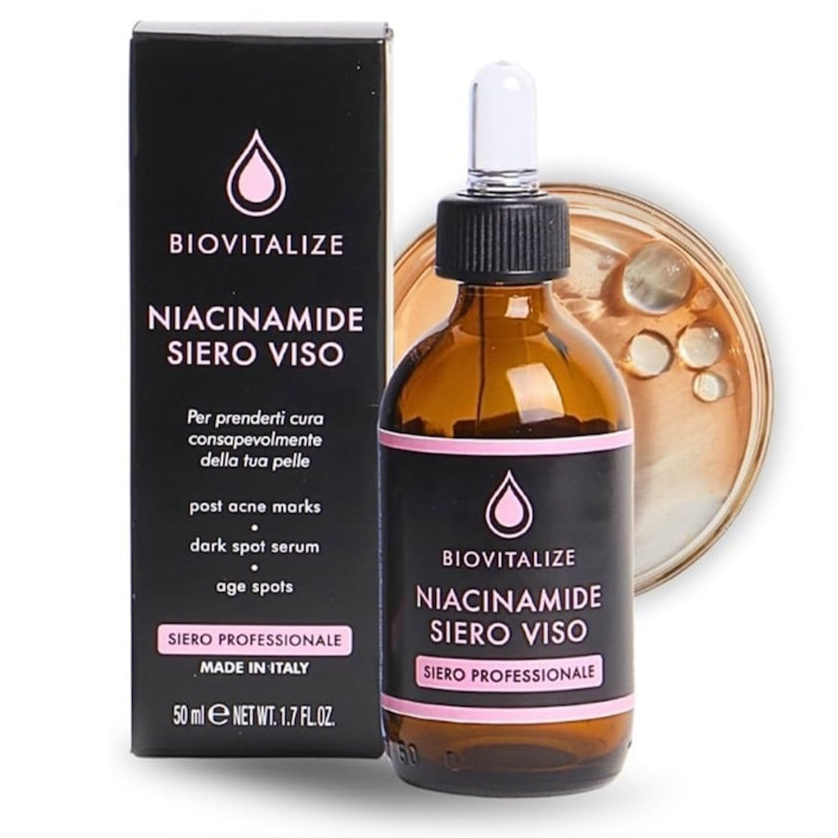 Ser facial BIOVITALIZE cu Niacinamide 10% – Reglează sebumul și uniformizează tenul, 50ml, Made in Italy
