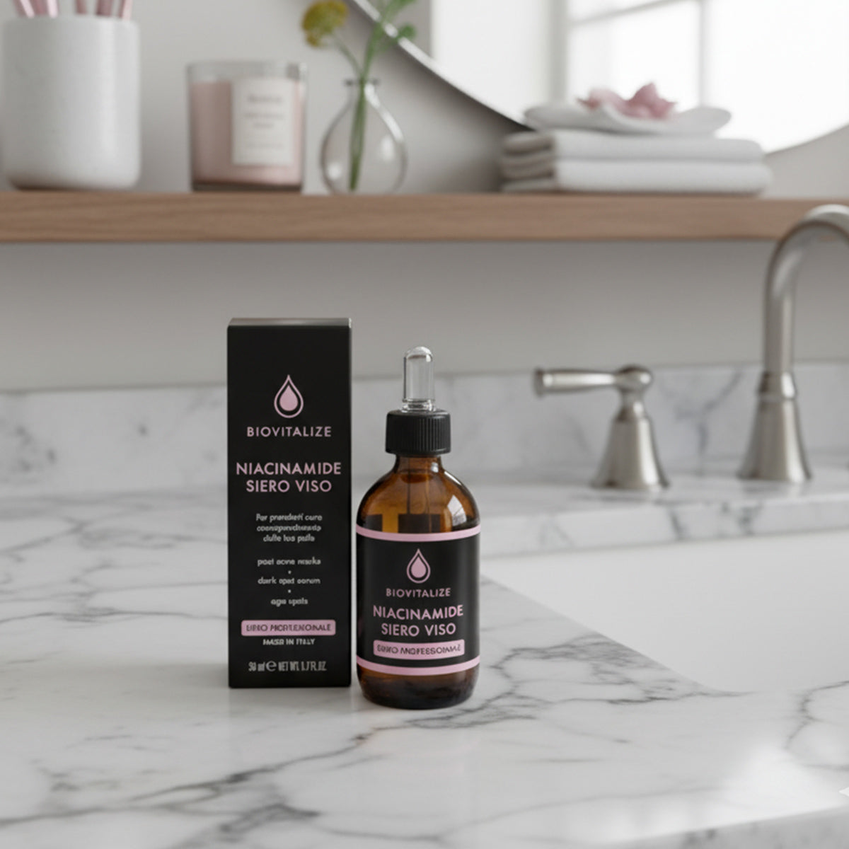 Ser facial BIOVITALIZE cu Niacinamide 10% – Reglează sebumul și uniformizează tenul, 50ml, Made in Italy