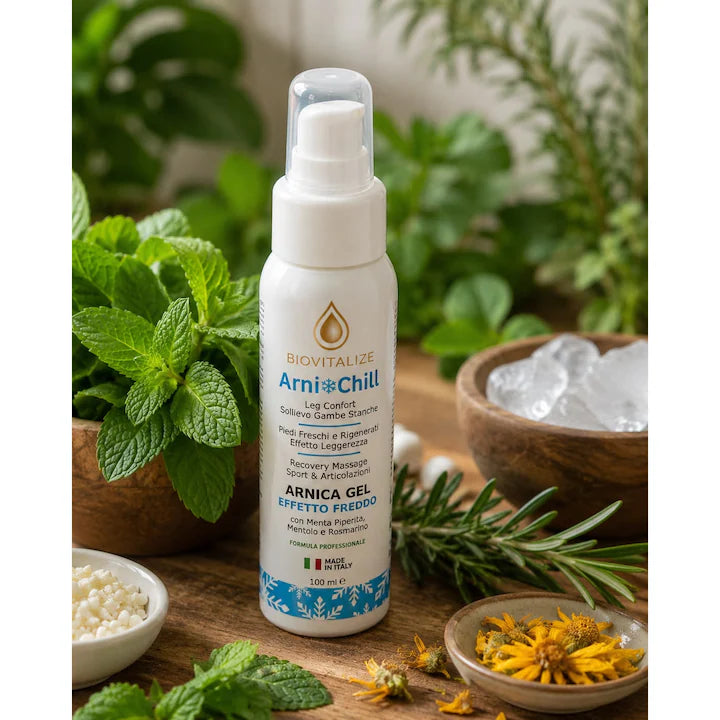 Gel cu Arnica , Mentol si Rozmarin cu Efect Rece pentru Dureri Musculare si Articulatii , 100 ml , Made in Italy