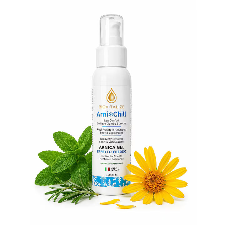 Gel cu Arnica , Mentol si Rozmarin cu Efect Rece pentru Dureri Musculare si Articulatii , 100 ml , Made in Italy
