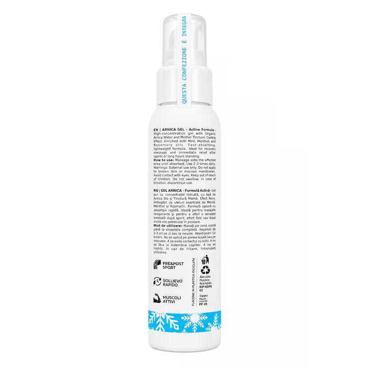 Gel cu Arnica , Mentol si Rozmarin cu Efect Rece pentru Dureri Musculare si Articulatii , 100 ml , Made in Italy