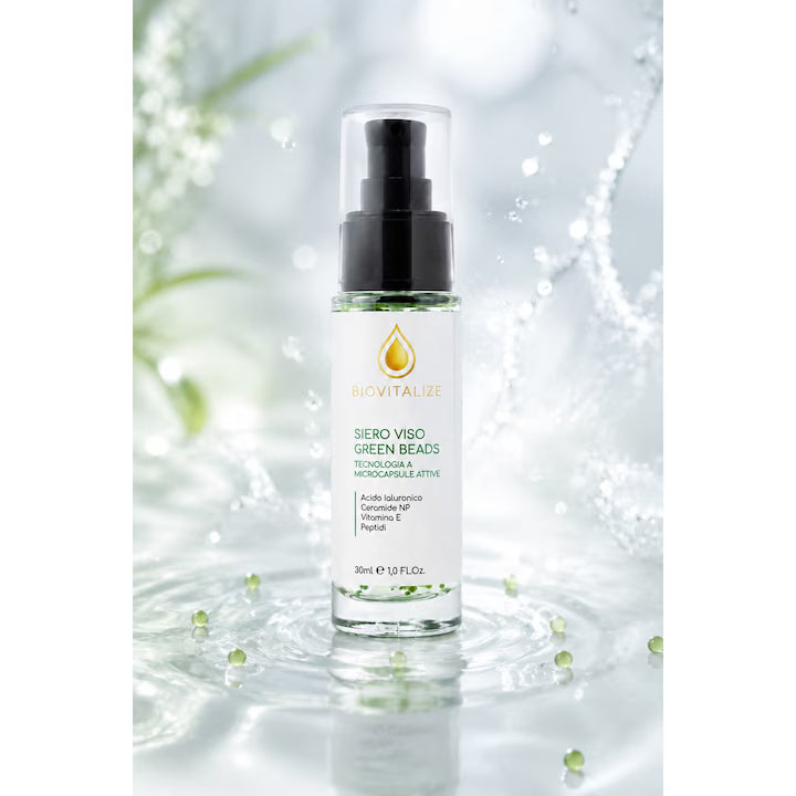 Ser Facial BIOVITALIZE cu Peptide, Acid Hialuronic, Ceramide NP, Vitamina E si Microcapsule Active Verzi, 30 ml, Made in Italy