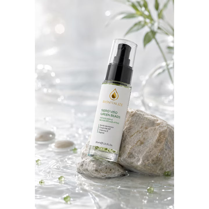 Ser Facial BIOVITALIZE cu Peptide, Acid Hialuronic, Ceramide NP, Vitamina E si Microcapsule Active Verzi, 30 ml, Made in Italy