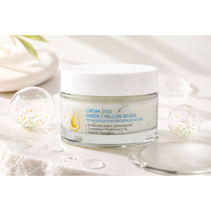 Crema de Fata cu Peptide, Acid Hialuronic, Ceramide, Colagen si Microcapsule Verzi/ Galbene Active pentru Hidratare, Fermitate si Luminozitate, 50 ml