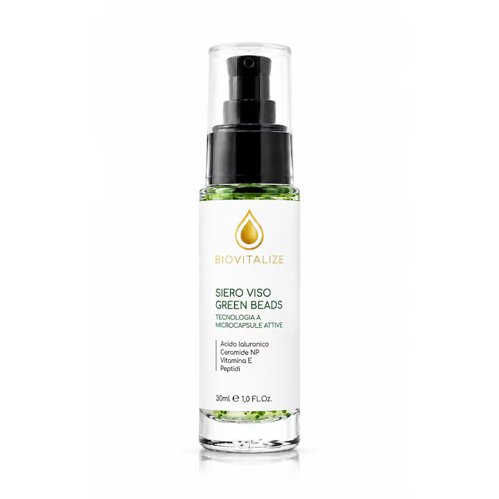 Ser Facial BIOVITALIZE cu Peptide, Acid Hialuronic, Ceramide NP, Vitamina E si Microcapsule Active Verzi, 30 ml, Made in Italy
